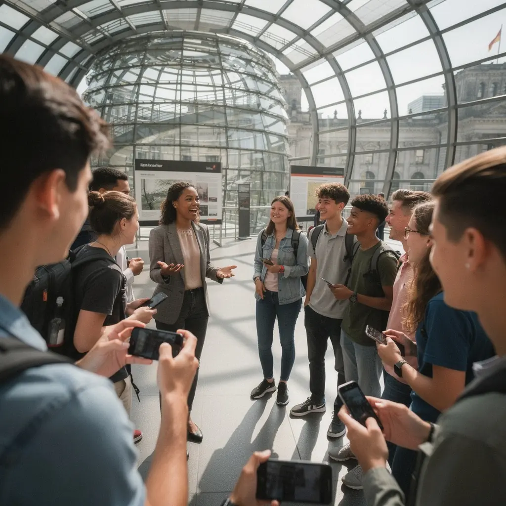 Ein nostalgisches Bild der Berliner Mauer mit Graffiti-Kunst und Touristen, die die Geschichte erkunden.