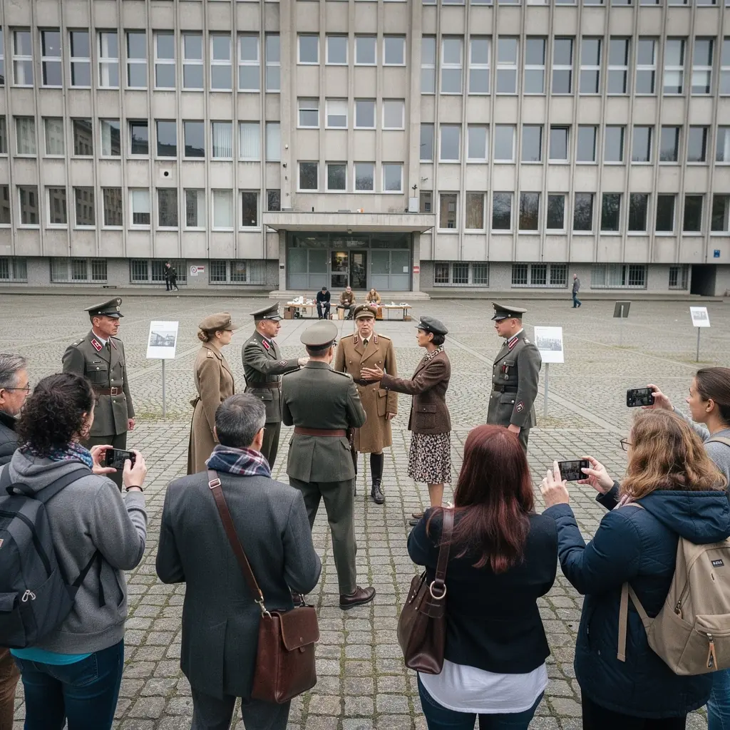 Eine detailreiche Aufnahme des Mauermuseums, das die Geschichte der Teilung Deutschlands dokumentiert.